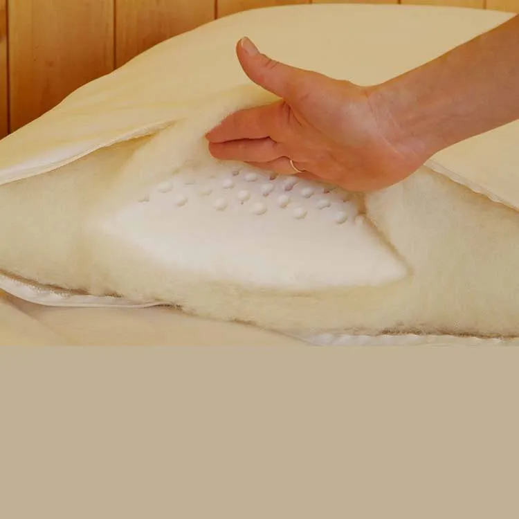 100% Natural Solid Latex Wrapped in Eco-Wool Pillow