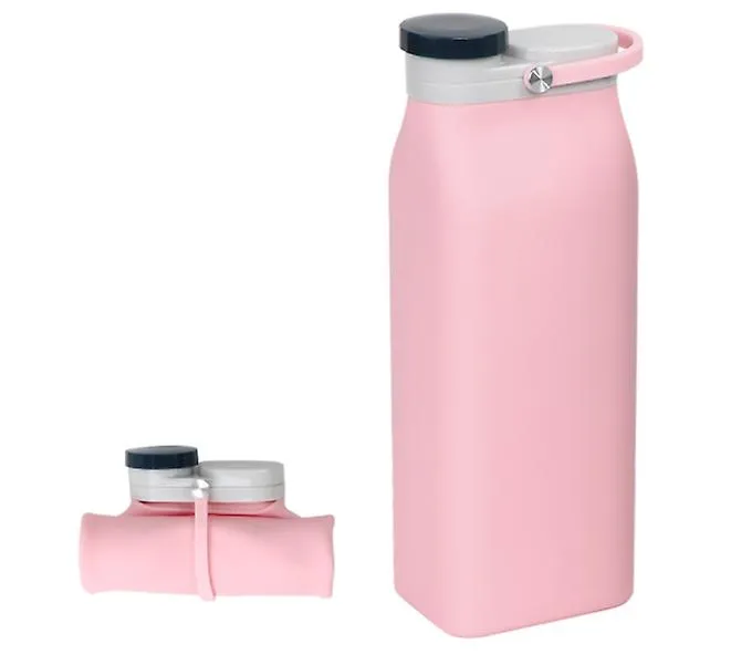 19.4*7.2*5.3cm grey 600ml silicone foldable water bottle, large capacity portable travel cup, leak-proof sports bottle AZ15955