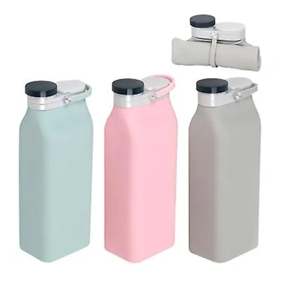 19.4*7.2*5.3cm pink 600ml silicone foldable water bottle, large capacity portable travel cup, leak-proof sports bottle AZ15956