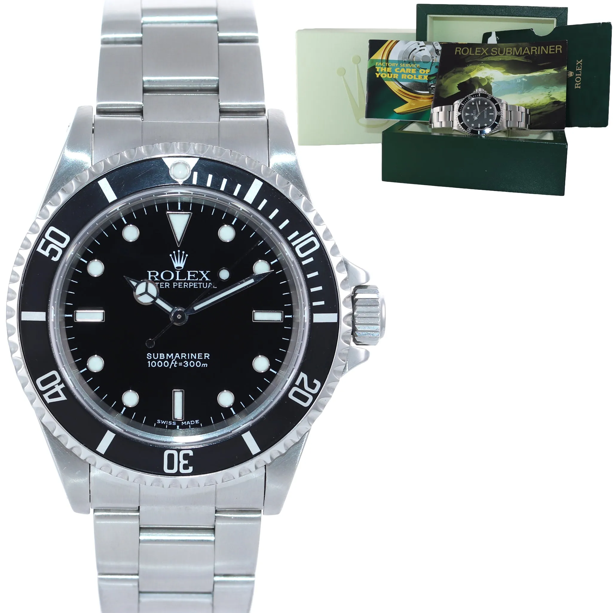 2002 Rolex Submariner No-Date 14060m Steel Black Dial Dive 40mm Watch Box