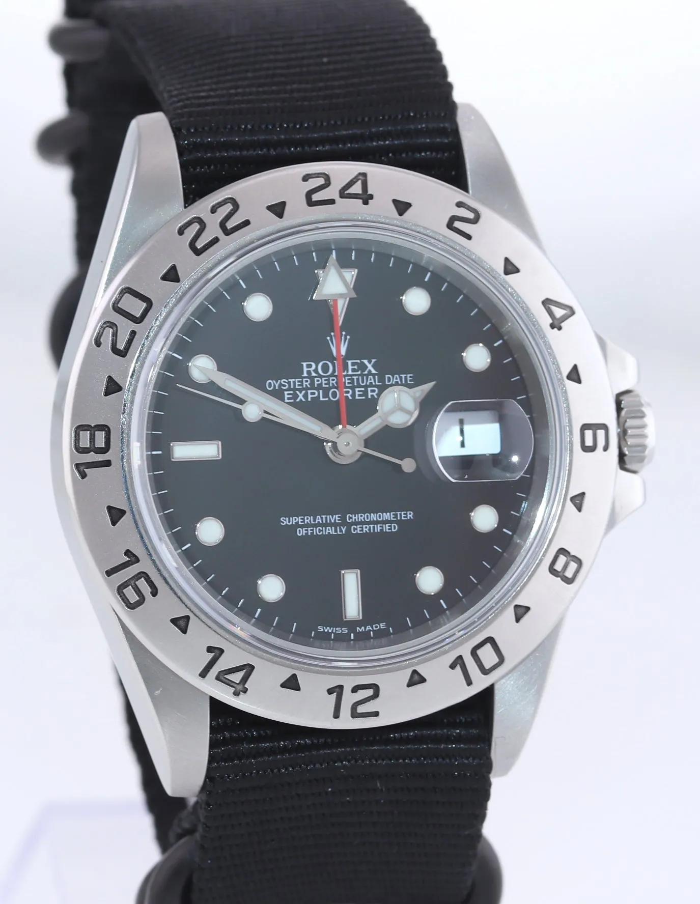 2004 Rolex Explorer II Black 16570 Polar 40mm Date GMT Nato Watch