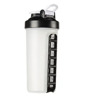 23 * 8.5 * 7.5cm black Outdoor Portable Pill Cup Shaking Cup 700ML Sports Water Cup with Stainless Steel Ball AZ11474