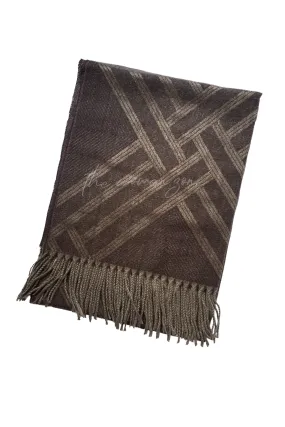 Argyle Woollen Stole - Brown