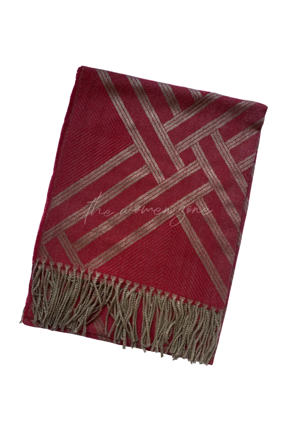 Argyle Woollen Stole - Maroon