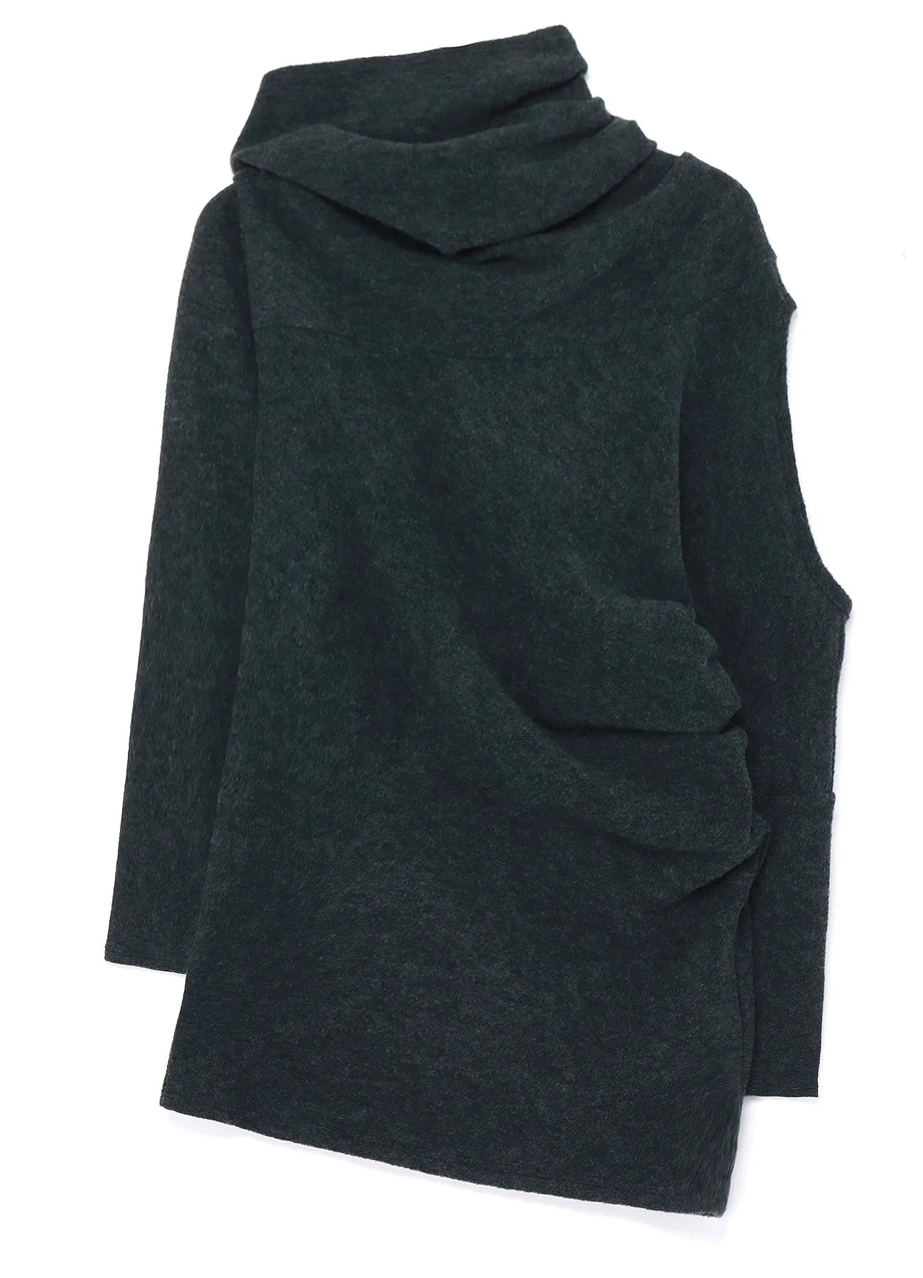 ASYMMETRIC CUT SOFT WOOL PILE T-SHIRT