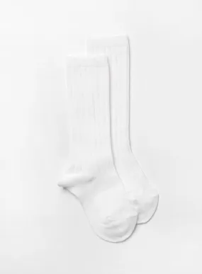 Baby Ribbed Knee High Socks in White