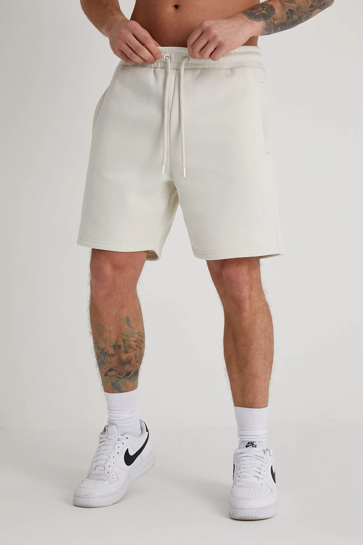 Banks premium brushback fleece shorts in Dove