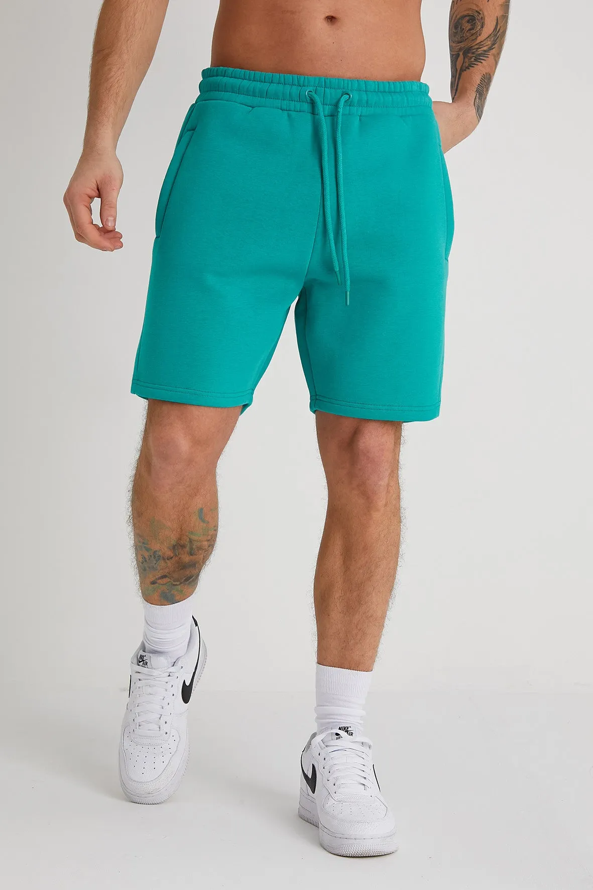 Banks premium brushback fleece shorts in Jade