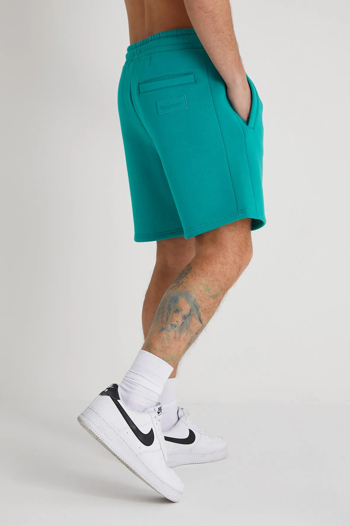 Banks premium brushback fleece shorts in Jade