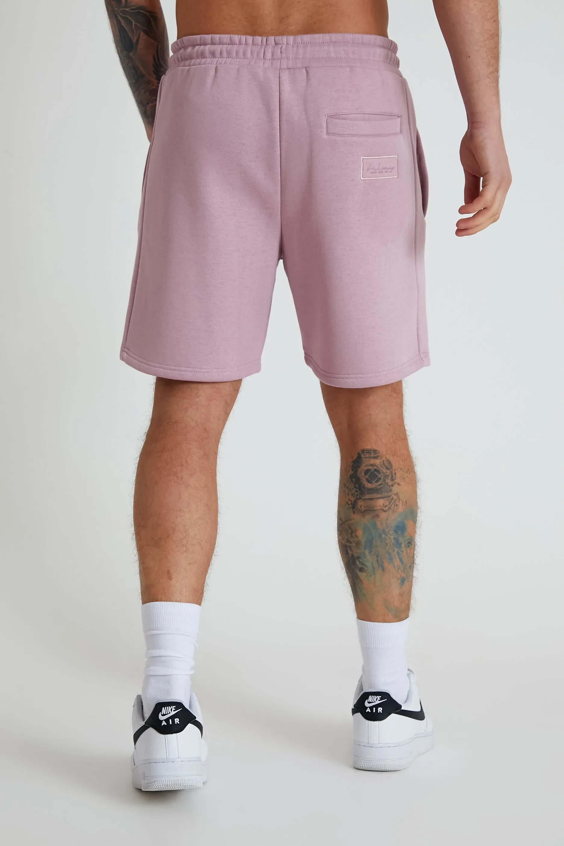 Banks premium brushback fleece shorts in Mauve haze