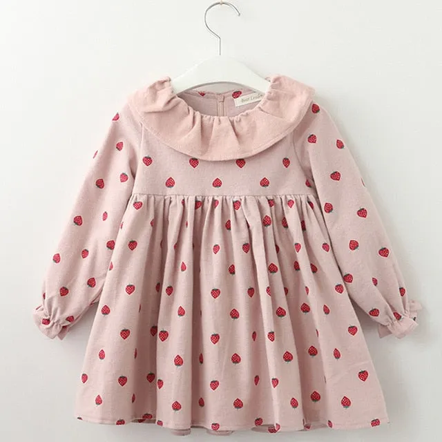 Bear Leader Girls Dress New Autumn Casual Ruffles A-Line Striped Full Sleeve Kids Dress For 3T-7T