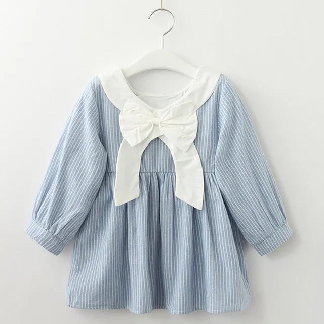 Bear Leader Girls Dress New Autumn Casual Ruffles A-Line Striped Full Sleeve Kids Dress For 3T-7T