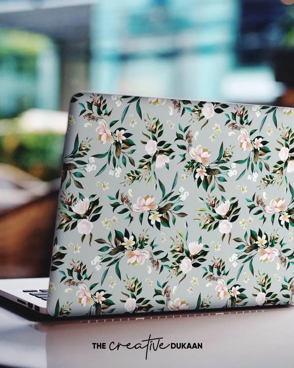 Beautiful Floral Laptop Skin With Flower and Leaf Print Design