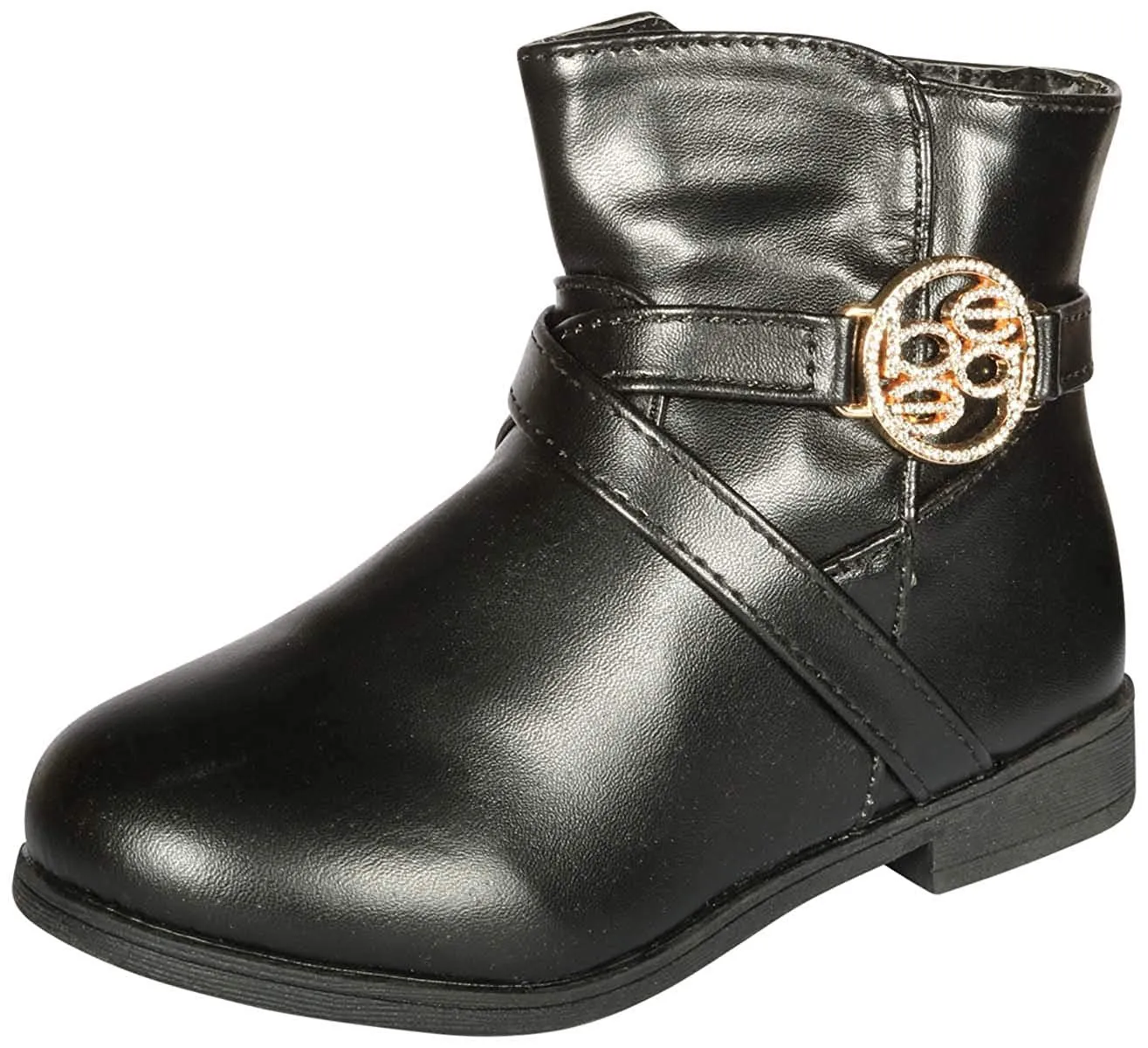 bebe Girls Riding Boots with Medallion 13 Black/Gold