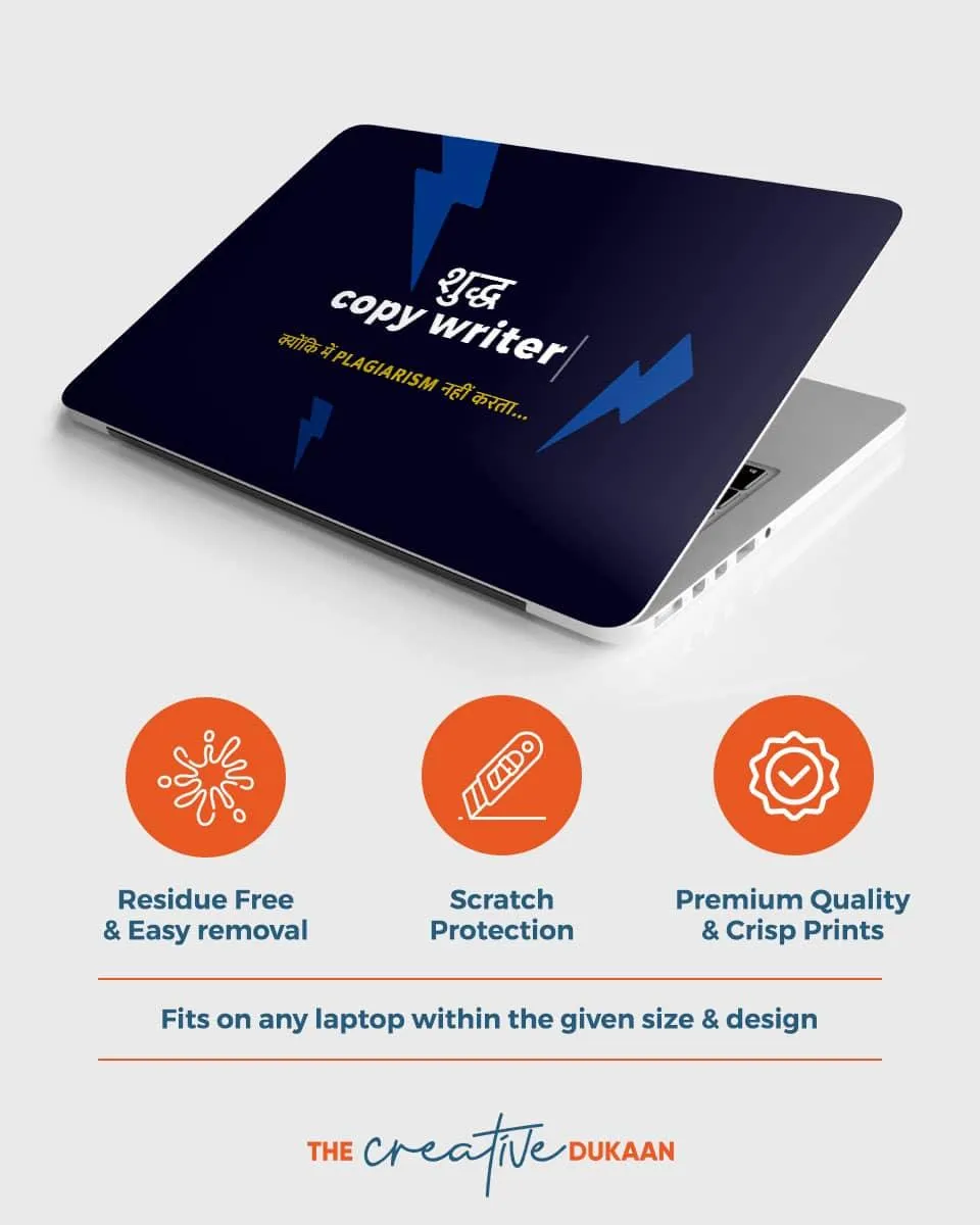 Blue Laptop Skin With Shuddh Copy Writer Text