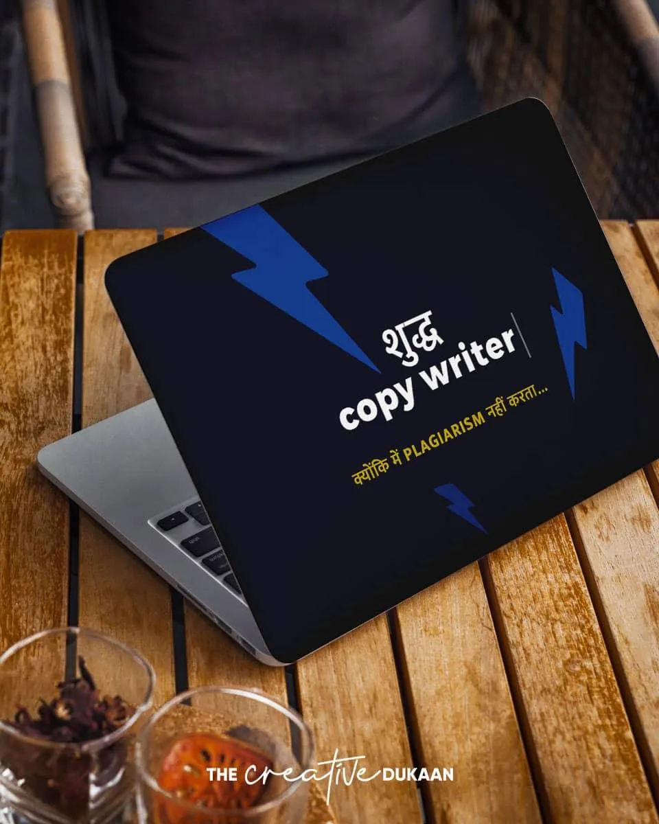 Blue Laptop Skin With Shuddh Copy Writer Text