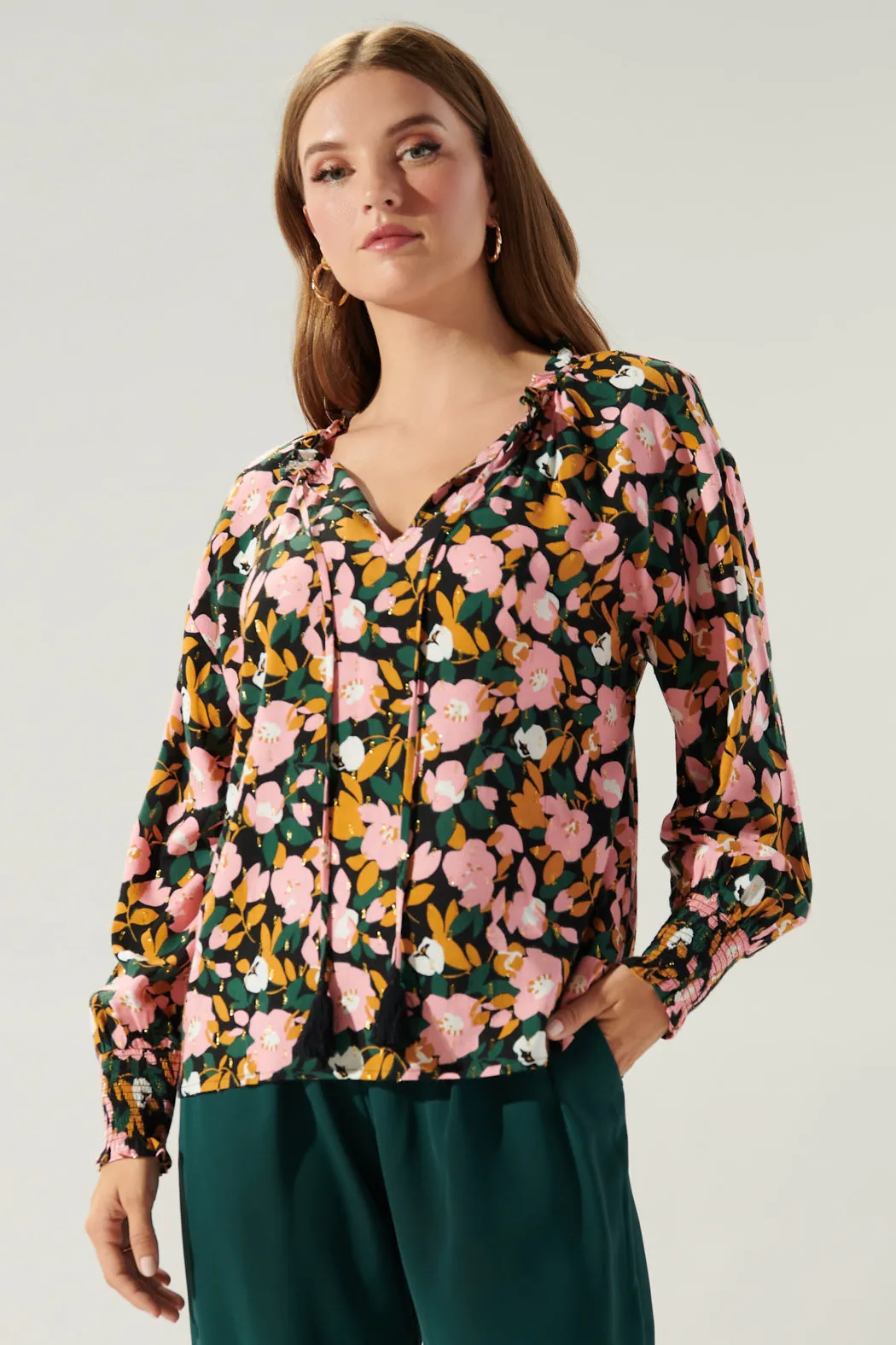 Buenos Aires Weylin Split Neck Tassel Blouse