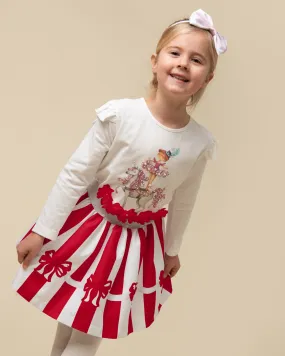 Caramelo Kids Girls Red Circus Ballerina Pearl Skirt Set