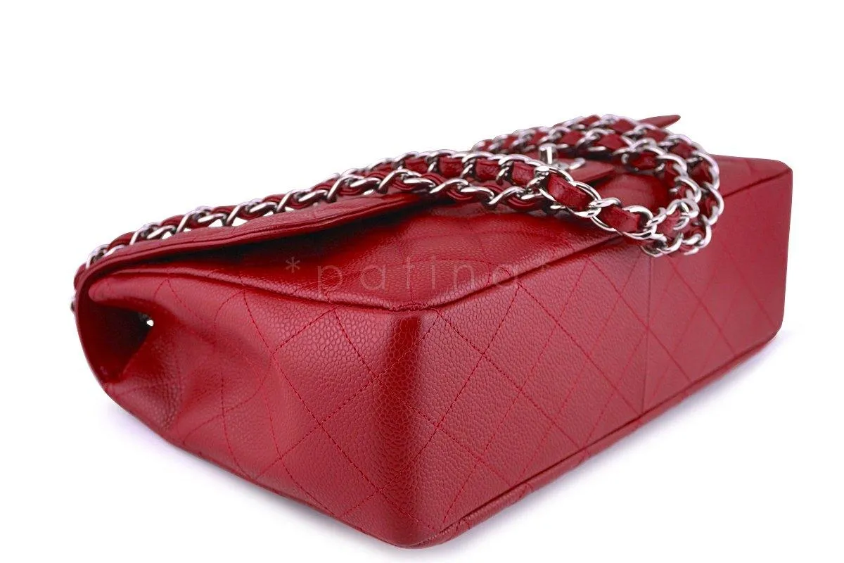 Chanel 10C Red Caviar Jumbo 2.55 Classic Flap Bag SHW