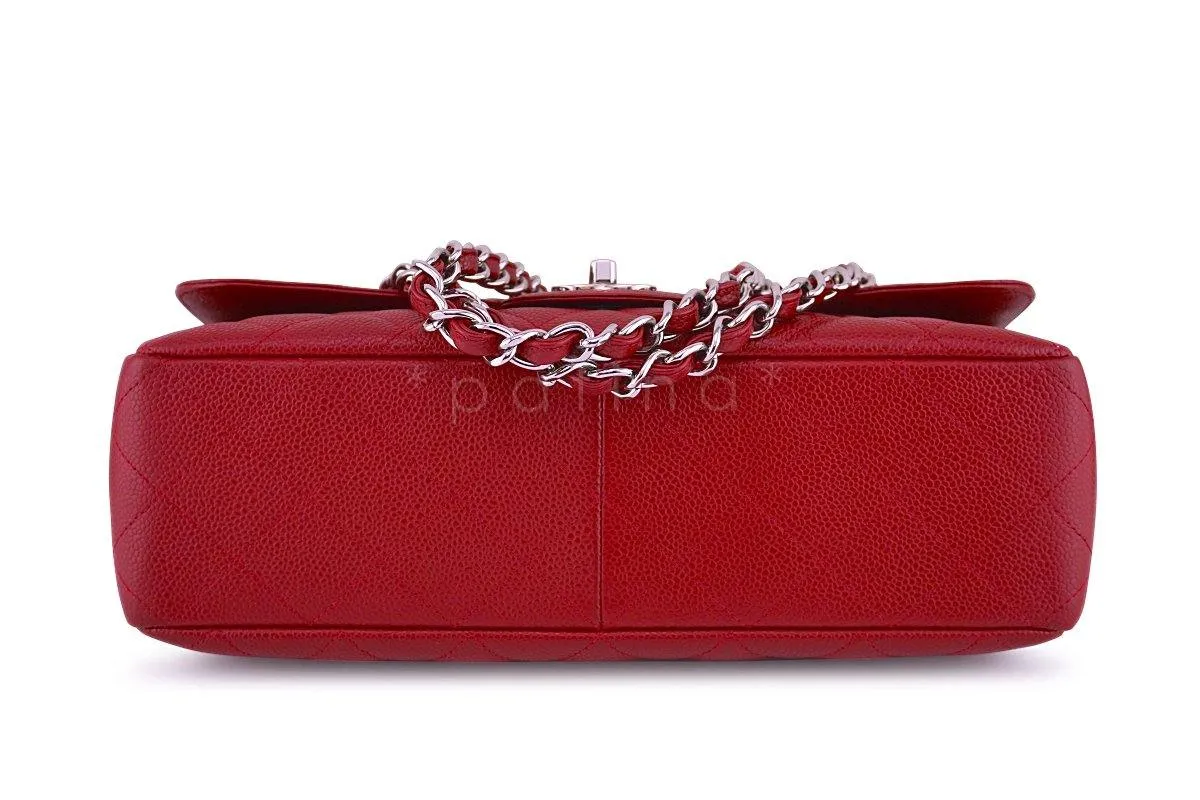 Chanel 10C Red Caviar Jumbo 2.55 Classic Flap Bag SHW