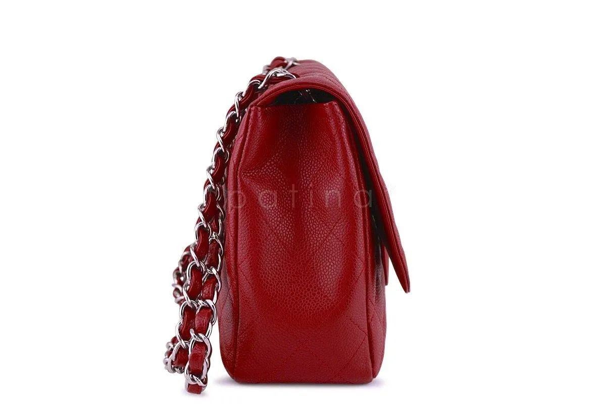 Chanel 10C Red Caviar Jumbo 2.55 Classic Flap Bag SHW