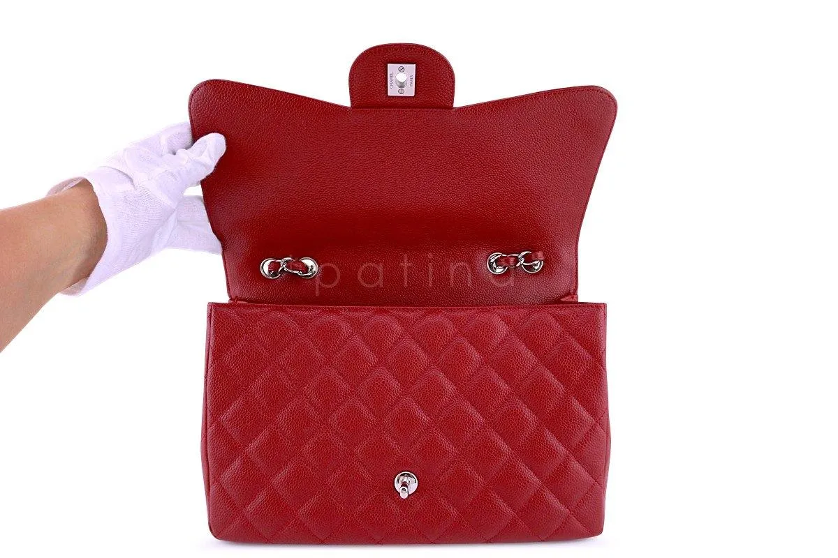 Chanel 10C Red Caviar Jumbo 2.55 Classic Flap Bag SHW