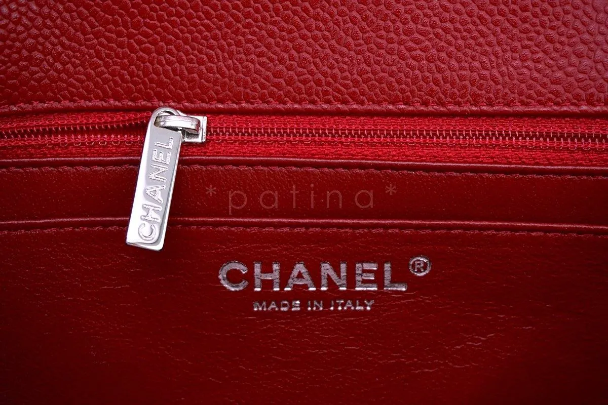 Chanel 10C Red Caviar Jumbo 2.55 Classic Flap Bag SHW