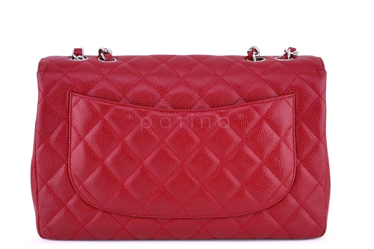 Chanel 10C Red Caviar Jumbo 2.55 Classic Flap Bag SHW