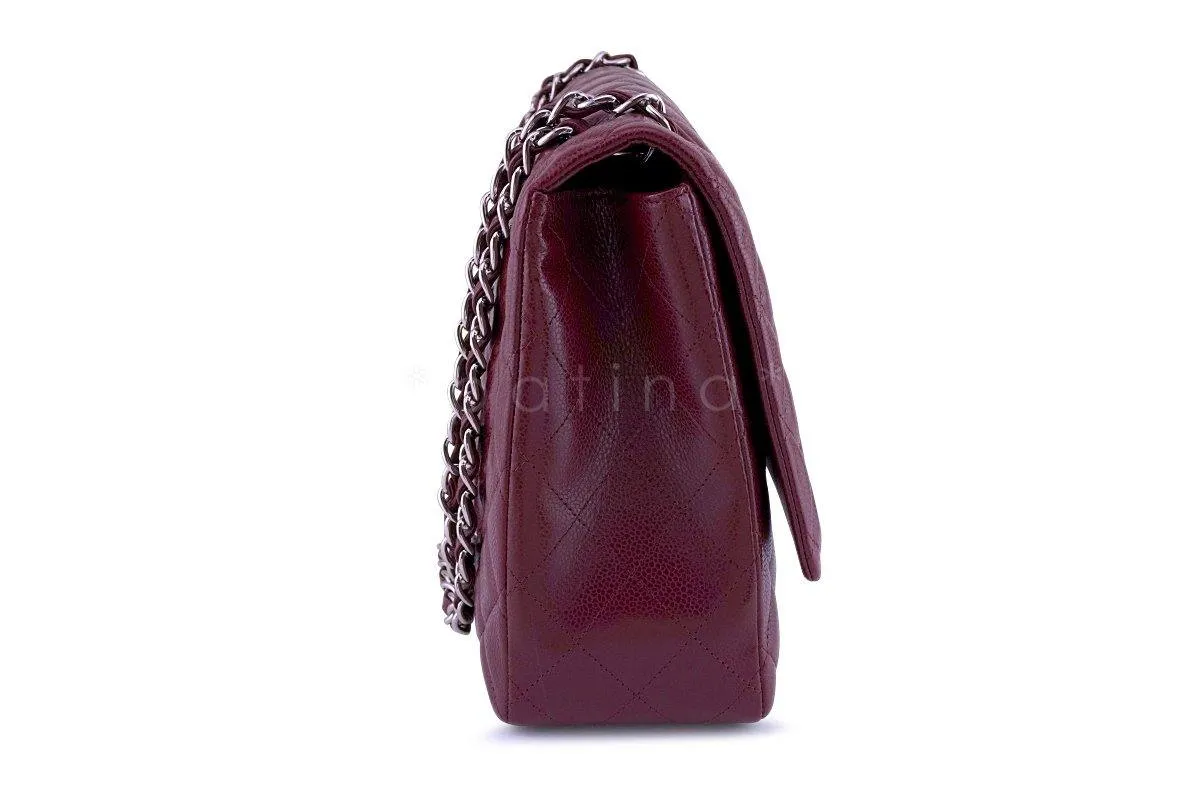 Chanel Berry Red Caviar Maxi Quilted Classic 2.55 Jumbo XL Flap Bag