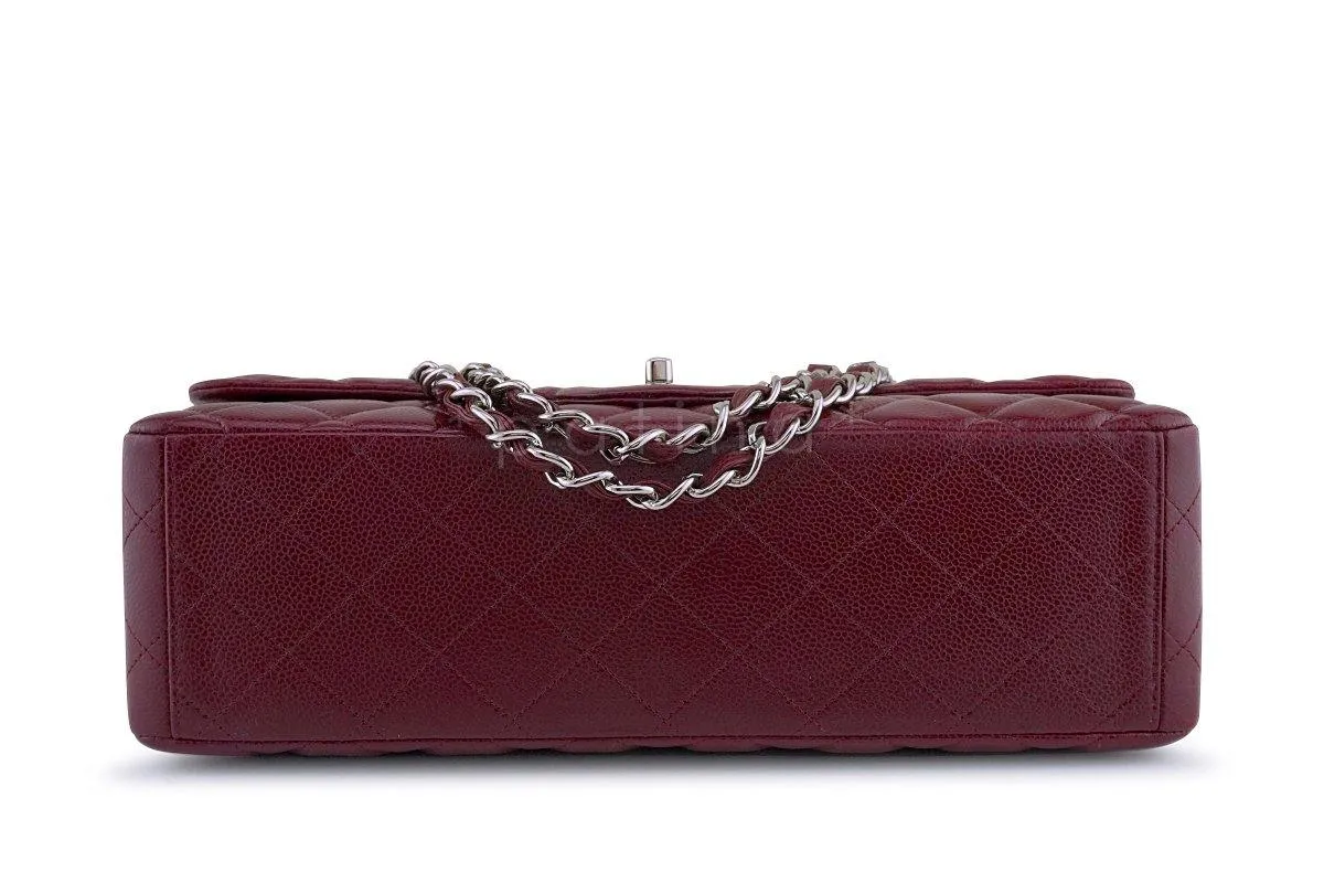 Chanel Berry Red Caviar Maxi Quilted Classic 2.55 Jumbo XL Flap Bag