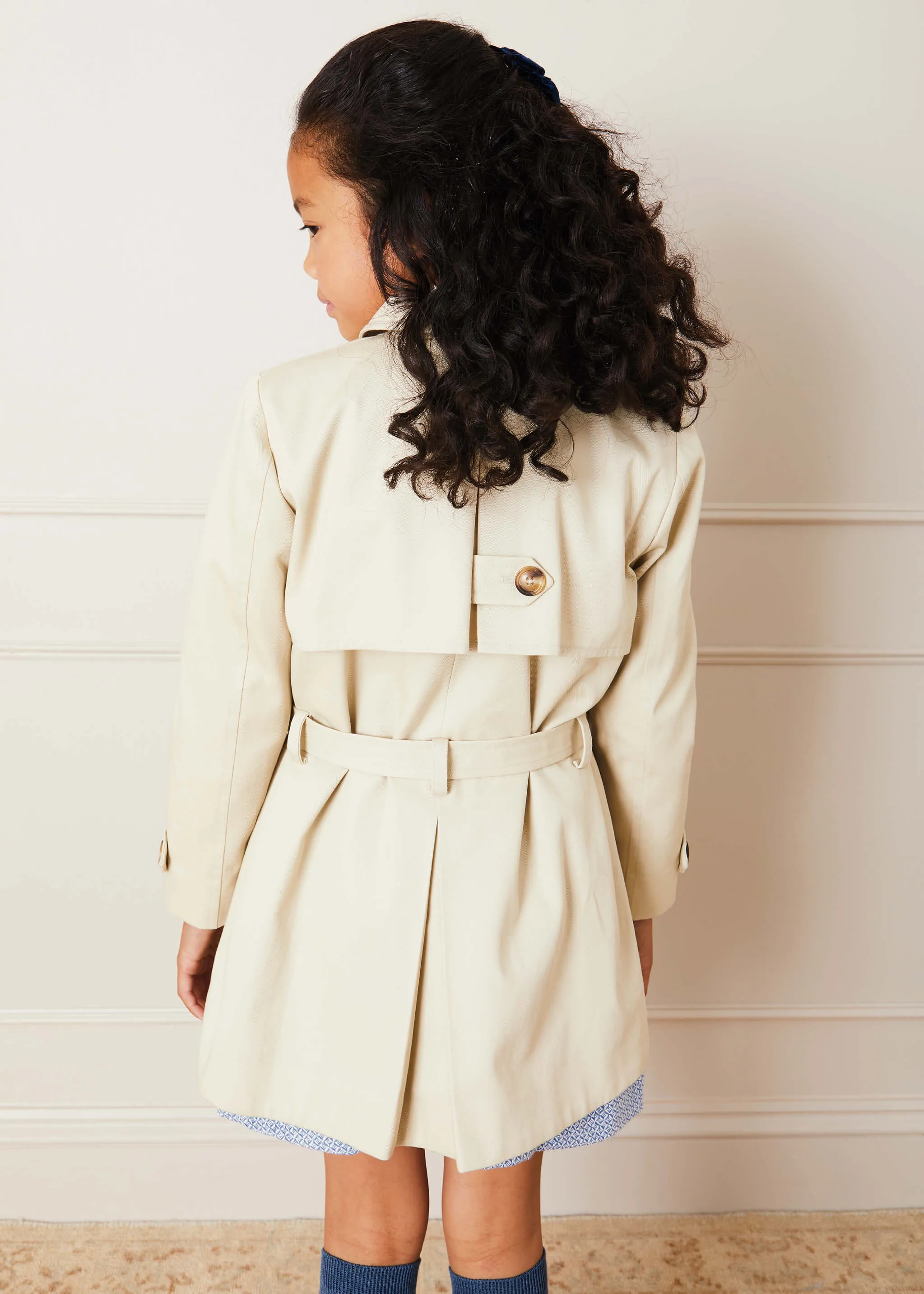 Check Lined Trench Coat In Beige (4-10yrs)