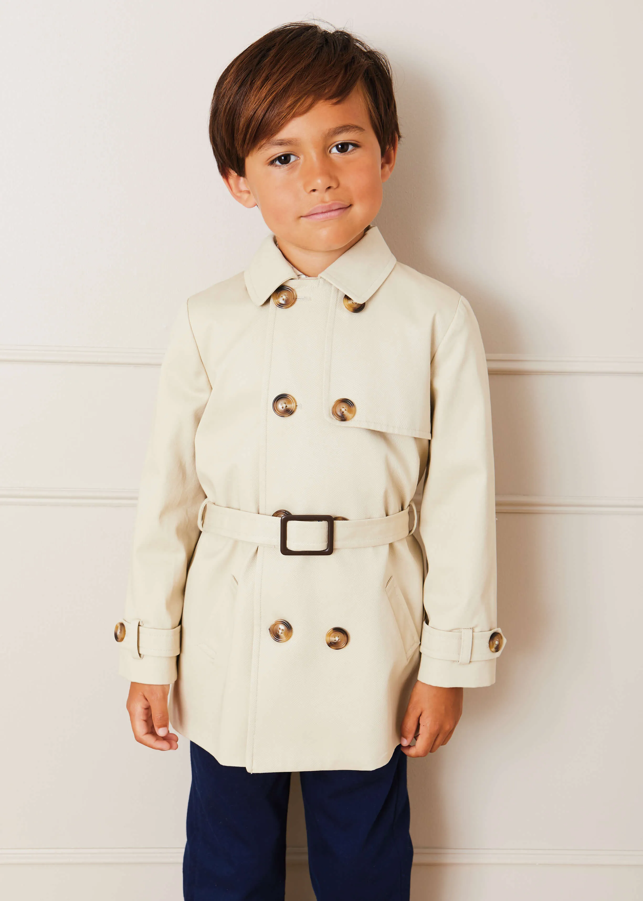 Check Lined Trench Coat In Beige (4-10yrs)