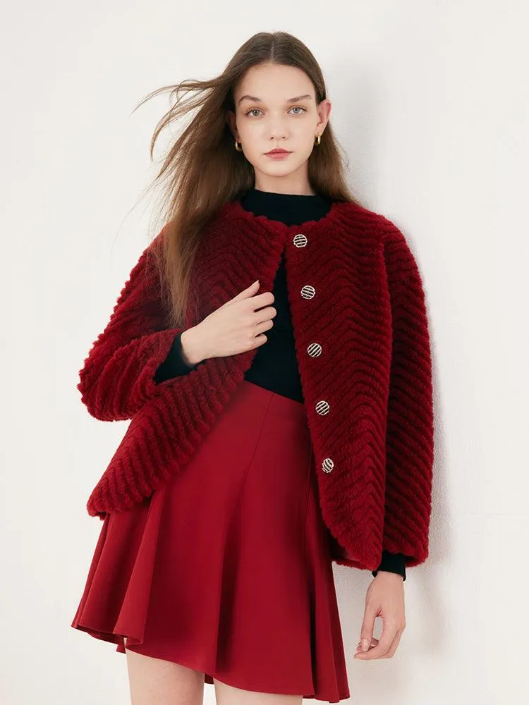 Chili Red Woolen Crop Coat