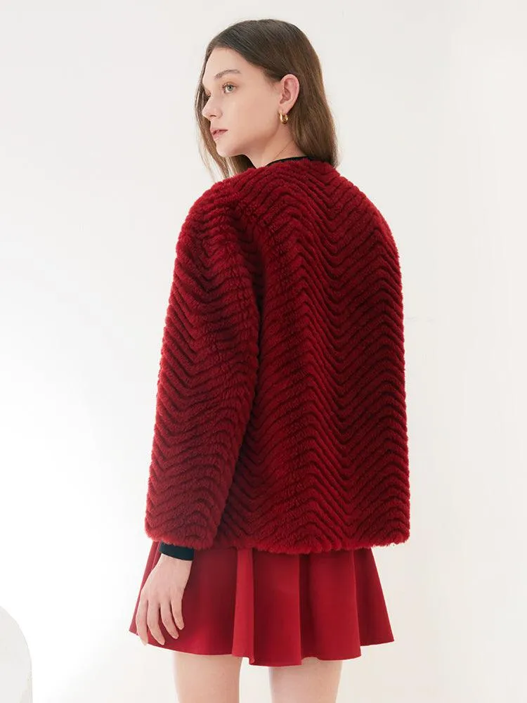 Chili Red Woolen Crop Coat