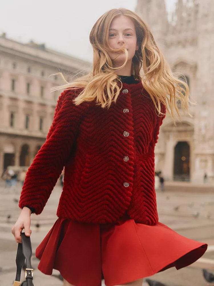 Chili Red Woolen Crop Coat