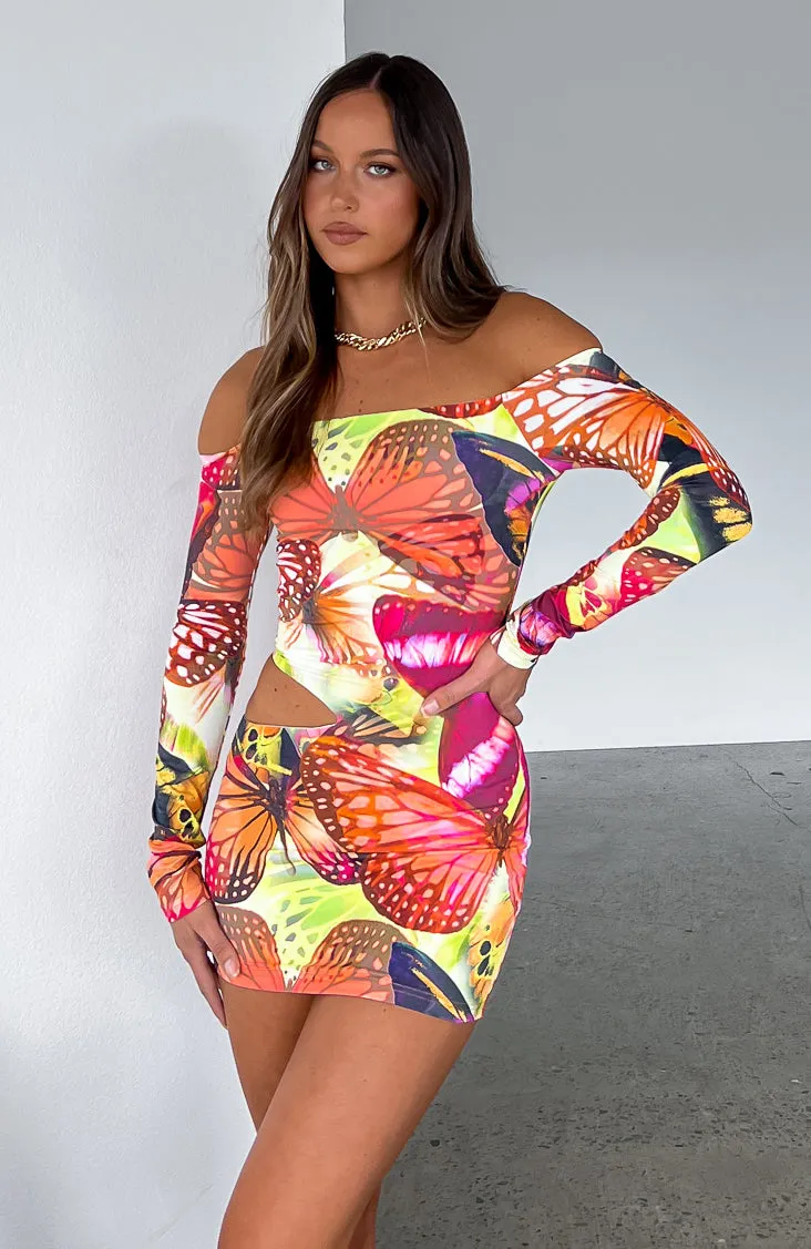 City Girl Long Sleeve Mini Dress Sunset Monarch