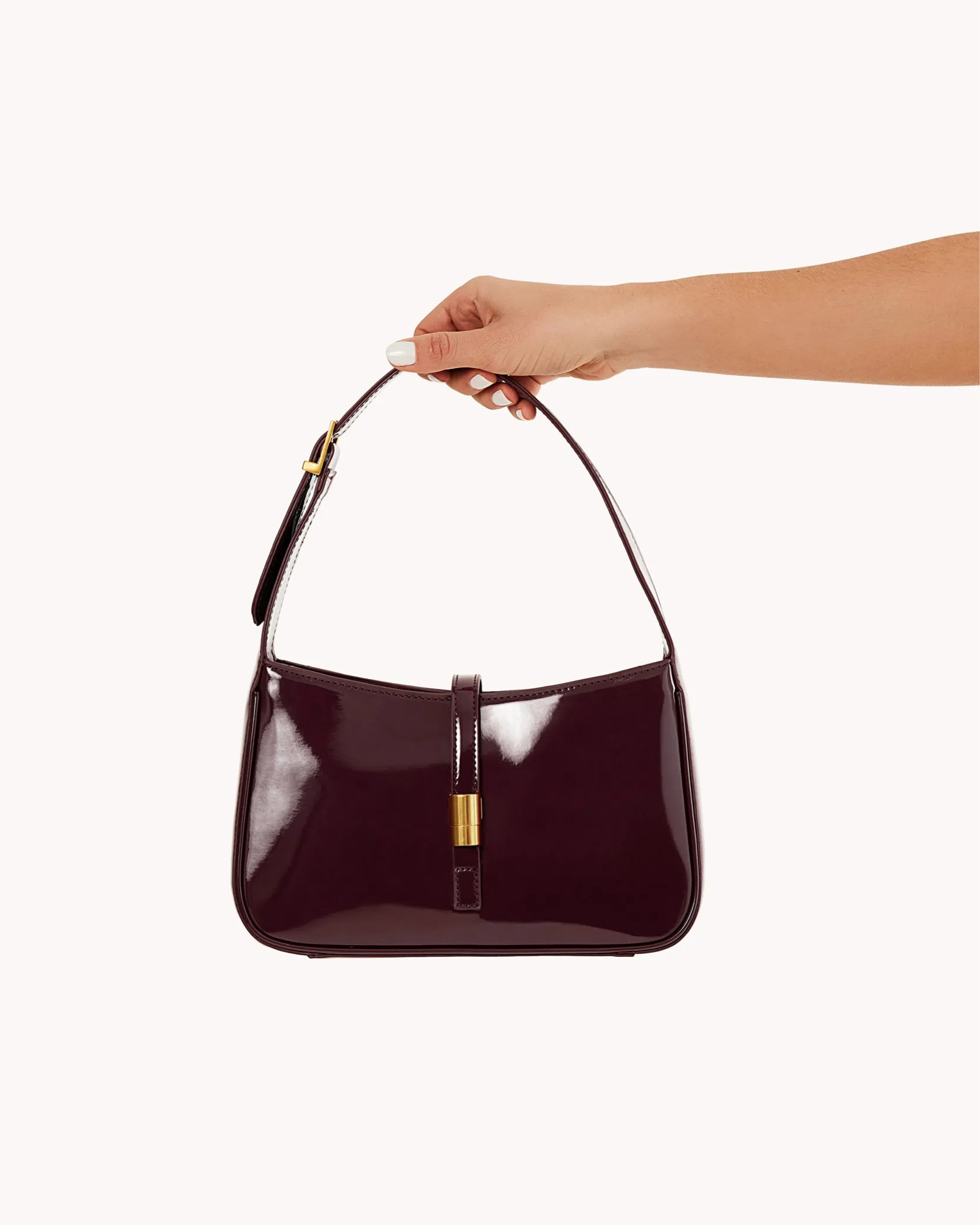 Clara Shoulder Bag - Wine Patent