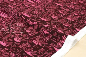 Cotton   Steel Wonderland rayon - magic forest - ruby