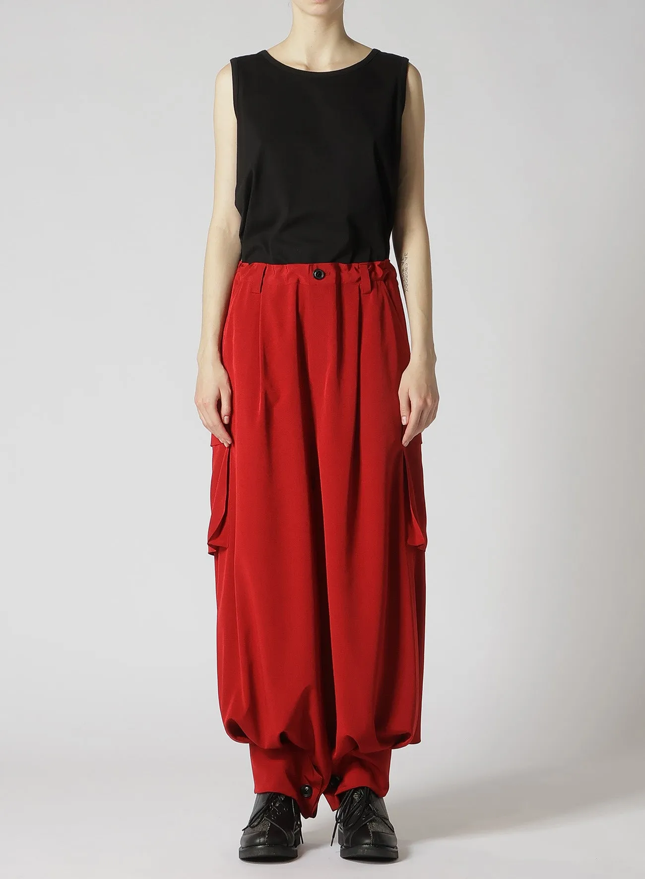 CREPE de CHINE CUFFED HEM CARGO PANTS