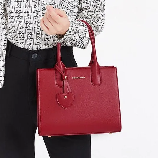 Cute Wine Red Minimalist Solid Color Simple Slick Luxury Genuine Leather Handle Handbag for Women, Shoulder Bag, Crossbody Bag