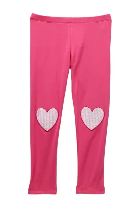 Design History - Girls' Gingham-Heart Leggings in Rainbow Pink