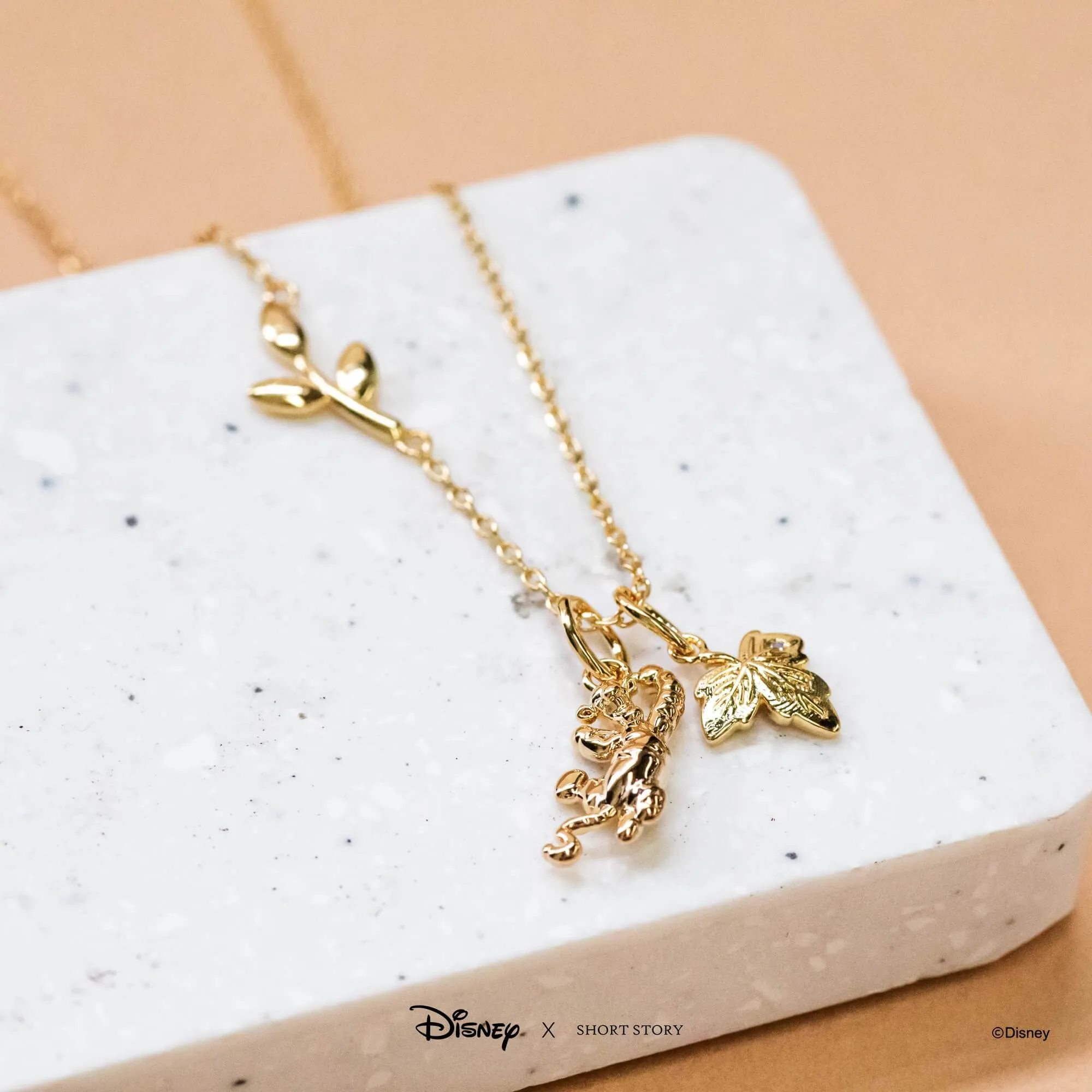 Disney Necklace Charm Diamante Maple Leaf