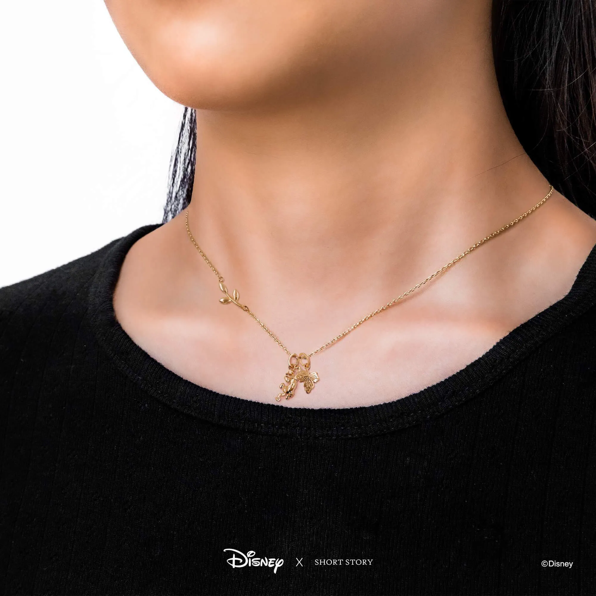 Disney Necklace Charm Diamante Maple Leaf