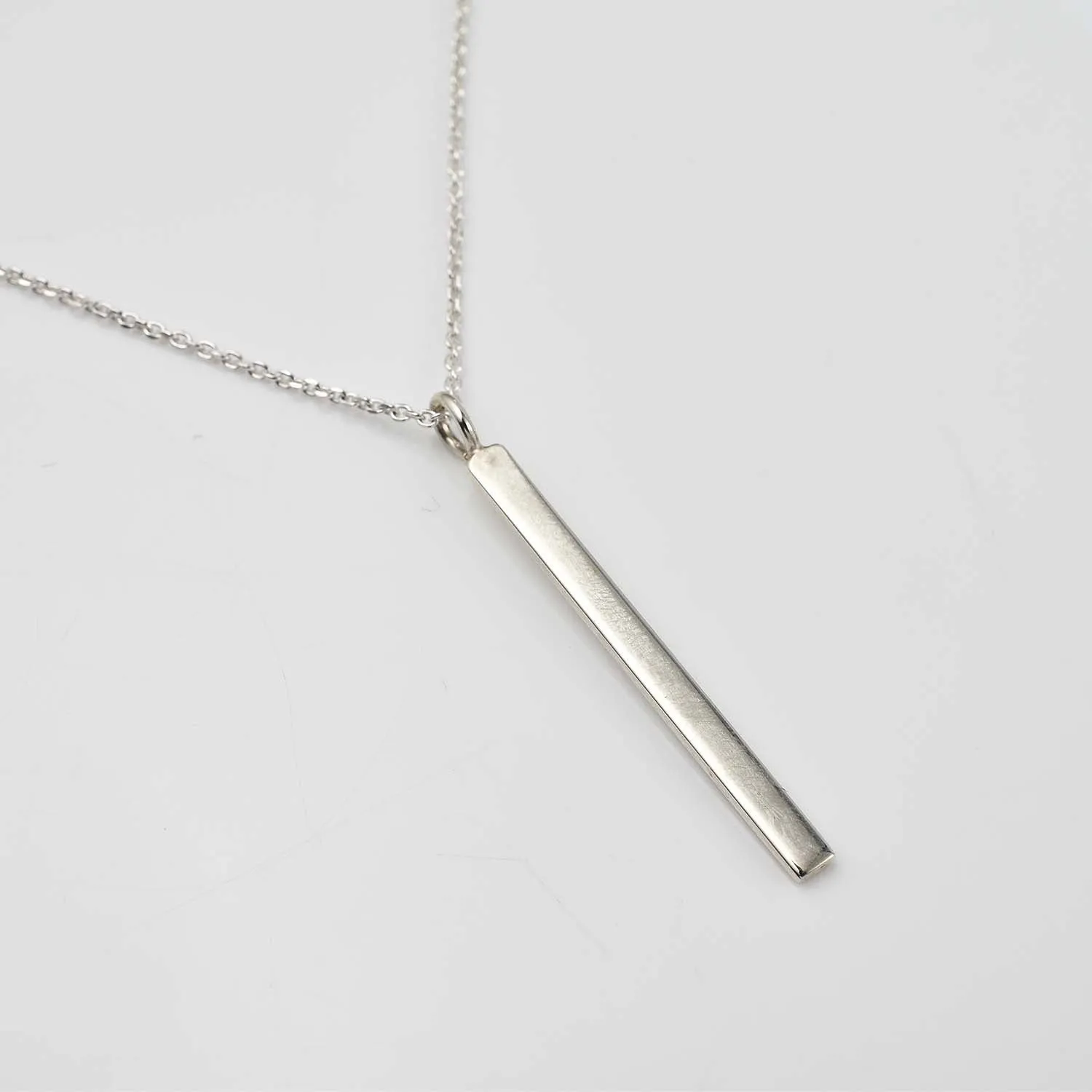 Engravable Silver Bar Necklace