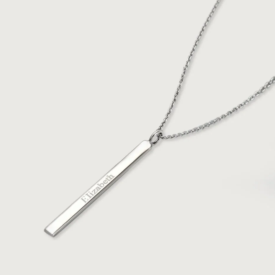 Engravable Silver Bar Necklace