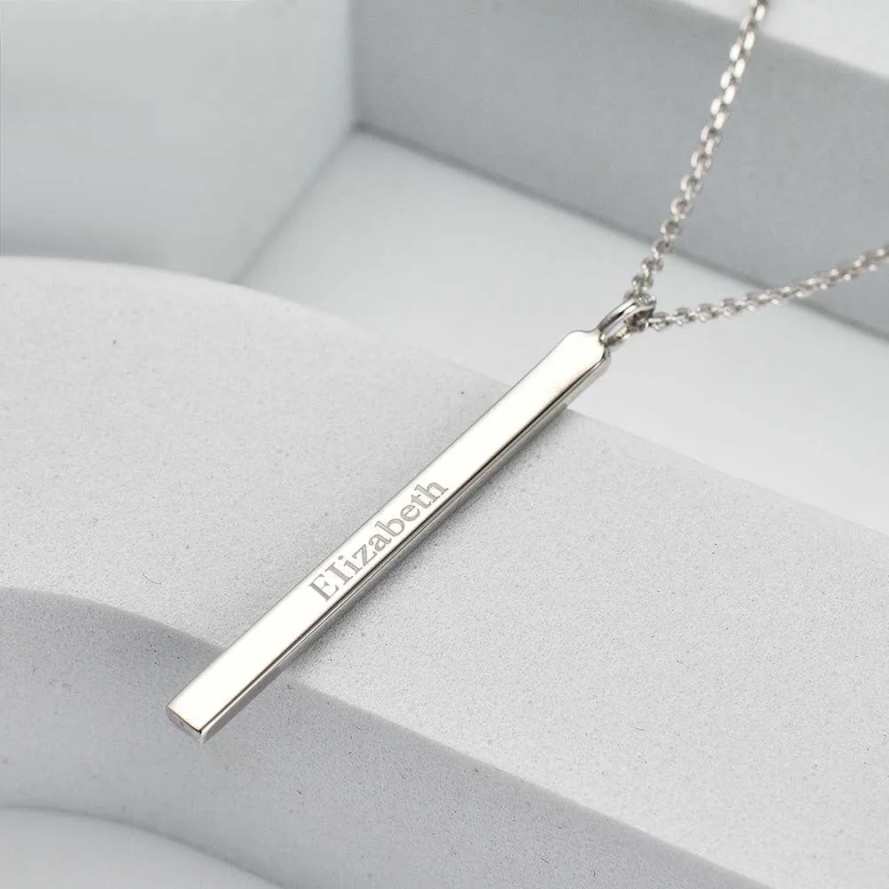 Engravable Silver Bar Necklace