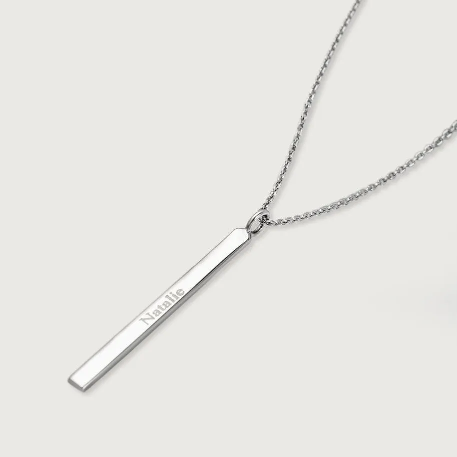 Engravable Silver Bar Necklace