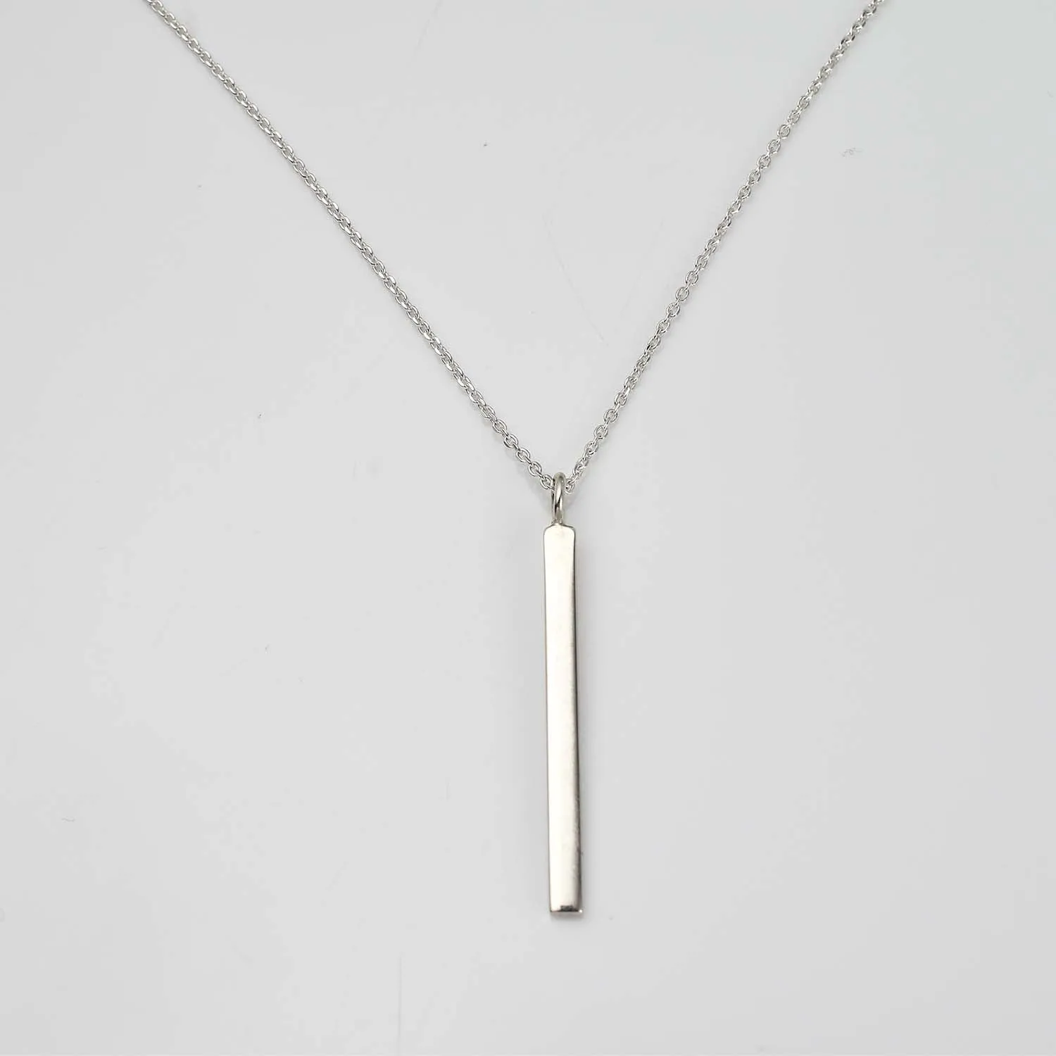 Engravable Silver Bar Necklace