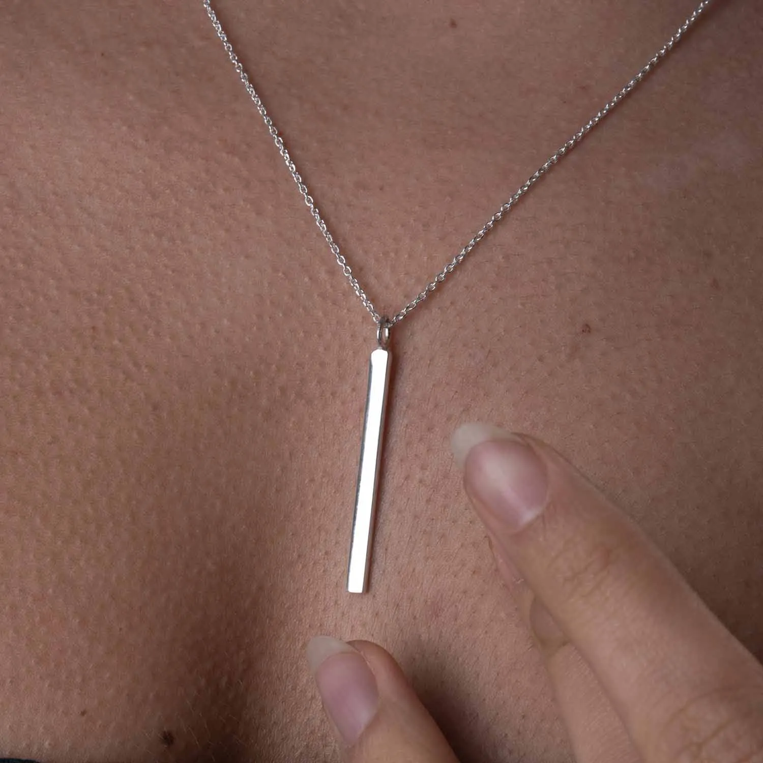 Engravable Silver Bar Necklace