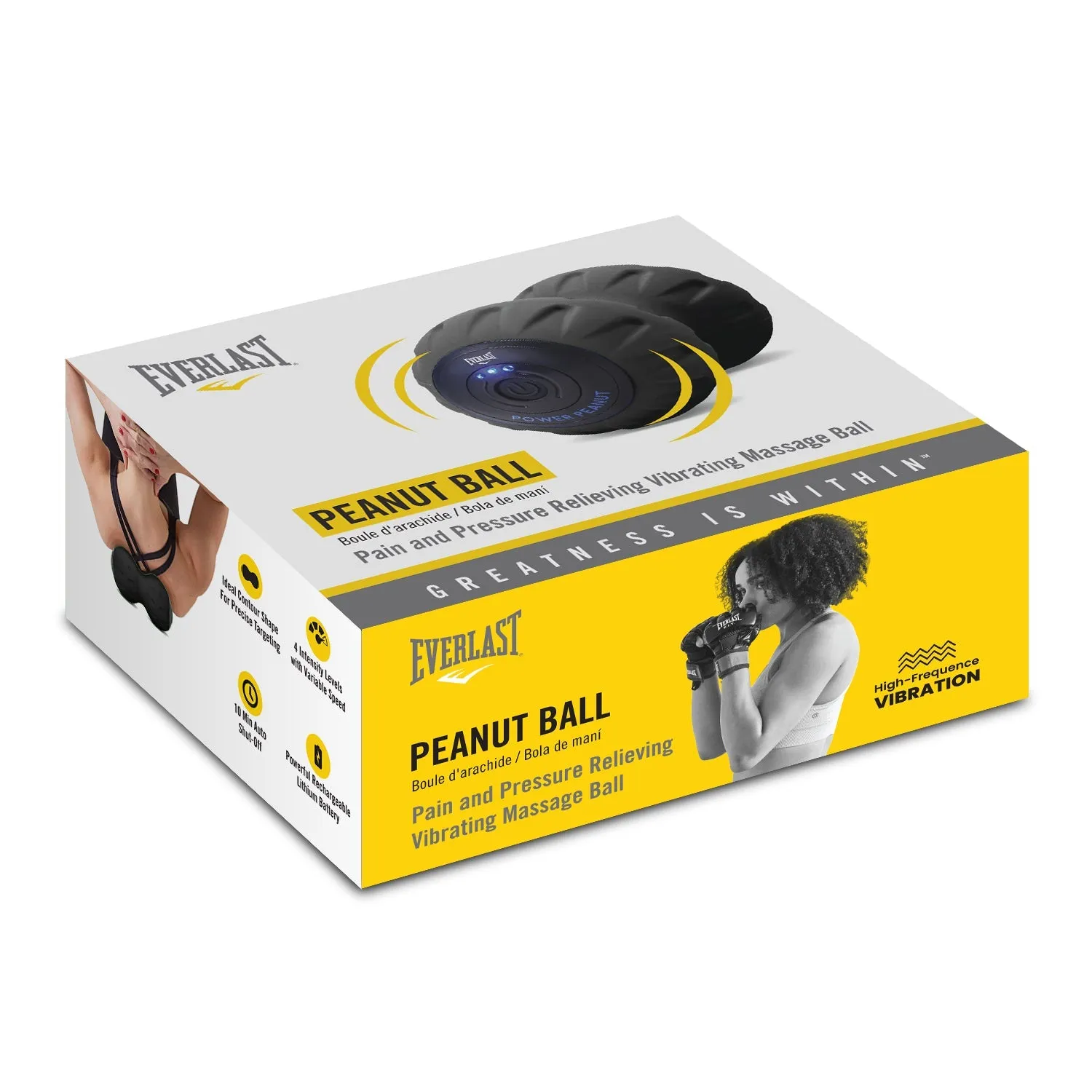 EVERLAST Peanut 3-Speed Electric Rechargeable Vibrating Massage Dual Roller Pain Relief Soreness